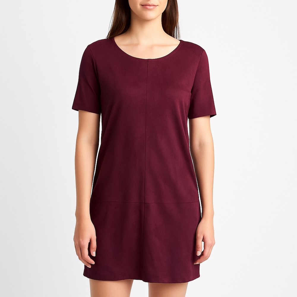 Bishop + Young Burgundy Faux Suede Shift Dress Size Large